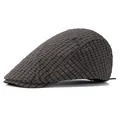 Vintage geruite ivy cap voor heren en dames met bruin en zwart ruitpatroon, retro - Verstelbaar / koffiekleur