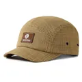 Casquette de camping à carreaux marron, visière courte et patch logo, style hip-hop - Kaki