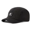 Casquette 5-panel à carreaux avec patch logo vue sous un angle de 45 degrés - Café