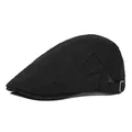 Gorra clásica negra tipo Ivy con hebilla metálica ajustable sobre fondo blanco - Ajustable / Negro