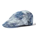 Vintage tie-dye gewassen denim platte pet voor dames en heren met verstelbare gesp - Middelblauw