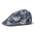Vintage gewassen blauwe denim krantenjongenspet met verstelbare messing gesp voor heren - Donkerblauw