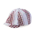 Vintage Patchwork Schirmmütze mit Karomuster und Fransen für einen stylischen Sommer - Einheitsgröße / Weißer Streifen Rotes Karo