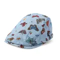 Light blue ivy cap with colorful butterfly jacquard pattern in a retro fashion style - Adjustable / Blue