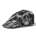 Vintage acid wash denim ivy cap for men and women with adjustable side metal buckles - Black