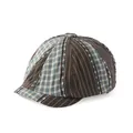 Vintage Schirmmütze im Patchwork-Design mit braunen Streifen und blauem Karo - Einheitsgröße / Braun gestreift & blau kariert