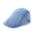 Schiebermütze aus hellblauem Denim im japanischen Stil mit verstellbarer Metallschnalle - Hellblau