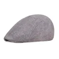 Classic grey linen flat cap with breathable woven texture for a vintage casual style look - 58cm / Gray