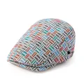 Vintage Schiebermütze mit buntem Jacquard-Karomuster für sommerliche Freizeitkleidung - Verstellbar / Blau
