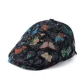 Casquette rétro noire en jacquard avec motifs de papillons colorés sur fond blanc - Réglable / Noir