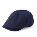 Klassische marineblaue Schiebermütze aus Baumwolltwill mit Retro-Panel-Design auf Weiß - Verstellbar / Marineblau