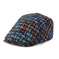 Retro meerkleurige platte pet voor heren en dames met getextureerd ruitpatroon - Verstelbaar / Rood en Zwart Geblokt