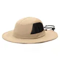 Chapeau de soleil extérieur kaki pour femme avec large bord, mesh et cordon réglable - Beige