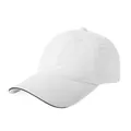 Détail de la casquette de baseball blanche à séchage rapide avec passepoil noir et motifs - Réglable / Blanc