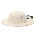 Détail du chapeau de soleil beige avec maille respirante blanche et cordon de serrage - Blanc Cassé
