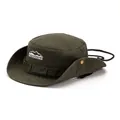 Outdoor olive green sun hat with embroidered mountain logo and adjustable wind strap - One Size / Army Green