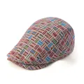 Retro geruite baret in meerdere kleuren met geweven textuur op witte achtergrond - Verstelbaar / Roze