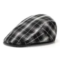 Gorra de repartidor retro a cuadros blancos y negros con visera negra clásica - Ajustable / Negro