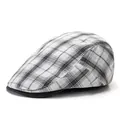 Gorra retro de cuadros británicos con visera en contraste para un look vintage - Ajustable / Blanco