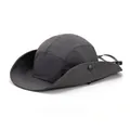 Wide brim outdoor sun hat with breathable mesh vents and adjustable wind rope in dark grey - One Size / Dark Gray