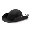 Outdoor sun hat in black nylon with wide brim and adjustable chin strap on white background - One Size / Black