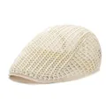 Casquette plate beige en maille respirante pour hommes et femmes avec protection solaire été - Taille unique / Blanc Cassé
