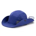Chapeau de soleil bleu marine à large bord avec maille respirante et bande réfléchissante - Taille unique / Bleu royal