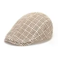 Gros plan sur la texture en maille tissée marron et blanc de cette casquette plate vintage - Réglable / Beige et Café