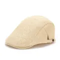 Béret d'été en paille beige pour homme avec boucle en métal et design respirant - Beige