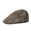 Berretto vintage marrone lavato con macchie d'inchiostro bianco e fibbia in metallo - Regolabile / Verde Militare