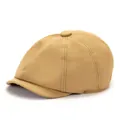 Klassische khakifarbene Newsboy-Mütze im Retro-Stil mit strukturierter Sechs-Panel-Form - Khaki