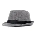 Chapeau trilby classique en lin gris chiné avec ruban noir pour protection solaire - Taille unique / Gris clair