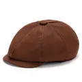 Klassische dunkelbraune Newsboy-Mütze im Retro-8-Panel-Stil aus robuster Baumwolle - Kaffeebraun