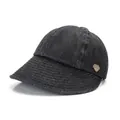 Detalle de la textura de tela vaquera negra y escudo metálico en el sombrero de pescador - Talla única / Negro