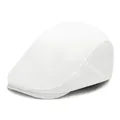 Vue détaillée d'une casquette plate en coton blanc pur montrant la texture sergée classique - Réglable / Blanc