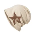 Berretto in maglia crema con toppa a stella e ricamo Hizland in stile college - Beige