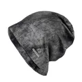 Bonnet en maille style wasteland avec texture délavée et plaque métallique Kizlane - Taille unique / Gris clair