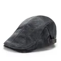 Gorra vintage negra lavada con hebilla metálica ajustable y tejido de gamuza con textura - Gris