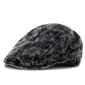 Gorra retro de pana en gris lavado con textura de rayas finas sobre fondo blanco puro - Talla Única 58cm / Negro