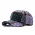 Cappellino da baseball a scacchi viola e verde scuro in peluche autunno inverno - Regolabile / Viola