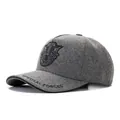Gorra de béisbol de lana gris con bordado Special Forces y tela gruesa de invierno - Ajustable / gris oscuro