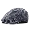 Gorra retro de pana gris oscuro con diseño texturizado de tres paneles y visera rígida - Talla Única 58cm / Azul marino