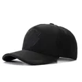 Gorra de béisbol de lana para invierno con bordado táctico y visera ancha - Ajustable / Negro