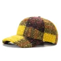 Cappellino da baseball a quadri alla moda con trama in flanella e classica visiera curva - Regolabile / Giallo