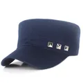 Gorra militar azul marino con tres remaches metálicos cuadrados plateados en el lateral - Ajustable / Azul marino