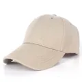 Casquette de baseball beige classique en coton au design minimaliste à six panneaux - Réglable / Kaki