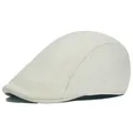 Classic cream faux leather ivy cap with textured finish and side stitching detail - One Size / Beige