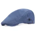 Berretto classico in denim blu con fibbia in metallo e cuciture vintage per stile casual - Regolabile / Blu Denim