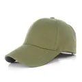 Casquette de baseball classique vert olive en coton sergé au design uni minimaliste - Réglable / Vert Militaire