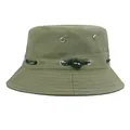 Olive green outdoor fishing hat with breathable metal eyelets and adjustable cord - M (56-58cm) / Army Green